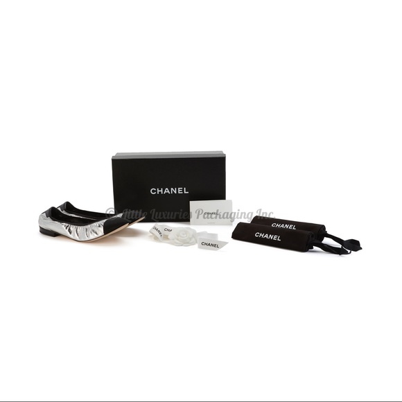 BRAND NEW Authentic Chanel Silver Ballet Flats - Picture 11 of 16